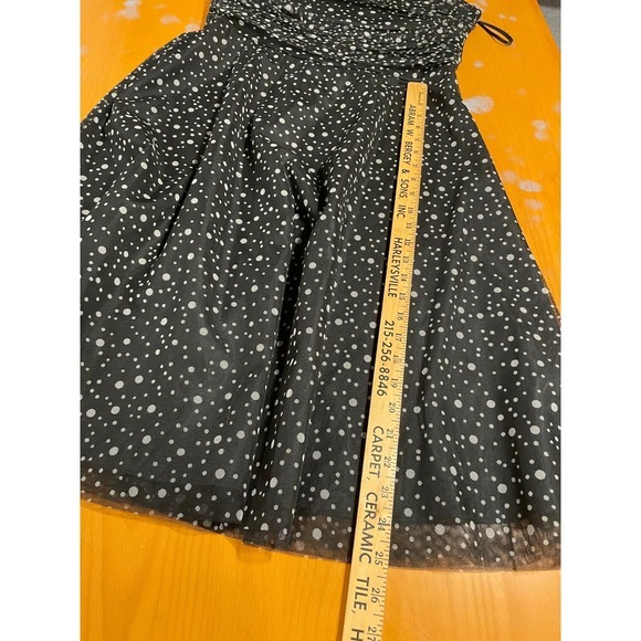 Retro XL 16 Jessica Howard Mesh Ruched Black Polka Dot Dress Fit & Flare Formal‎ - Picture 10 of 11